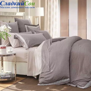 Постельное белье Asabella 611-4L евро-плюс серо-бежевое