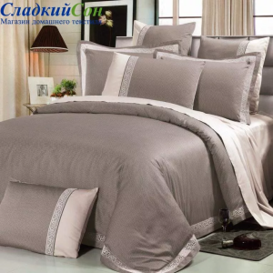 Постельное белье Asabella 611-4S 1,5-сп. серо-бежевое