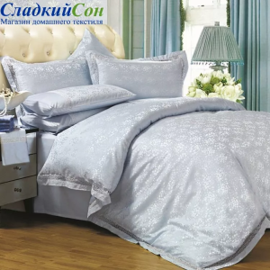 Постельное белье Asabella 609-4 евро голубое
